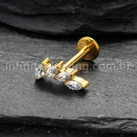 Piercing Labret Titânio Folhas Zircônia
