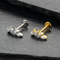 Piercing Labret Titânio Folhas Zircônia