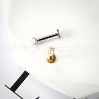 Piercing Labret Titânio Zircônia Cravejada Com Ponta