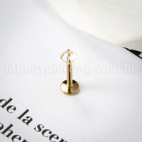Piercing Labret Titânio Zircônia Cravejada Com Ponta