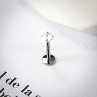 Piercing Labret Titânio Zircônia Cravejada Com Ponta