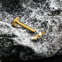 Piercing Labret Titânio 2 Pedras Zircônia Cravejada