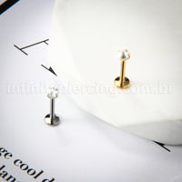 Piercing Labret Titânio Zircônia Cravejada Com Ponta