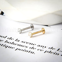 Piercing Labret Titânio Zircônia Cravejada Com Ponta