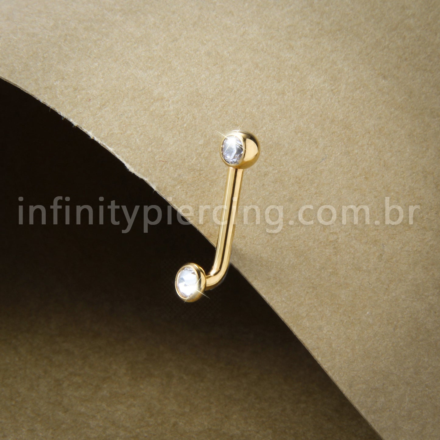 Piercing Lbar Titânio Zircônia Cravada