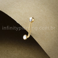 Piercing Lbar Titânio Zircônia Cravada
