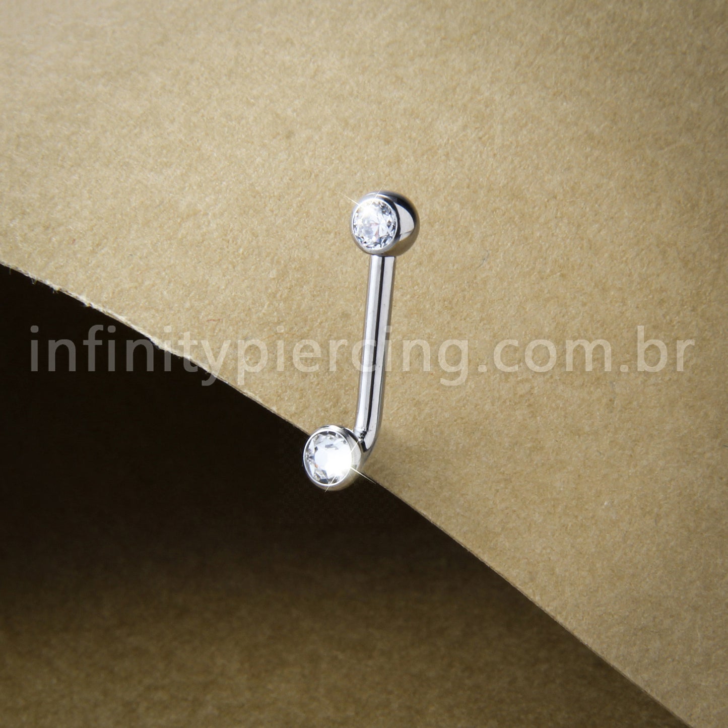 Piercing Lbar Titânio Zircônia Cravada