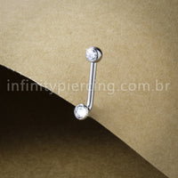 Piercing Lbar Titânio Zircônia Cravada