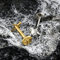 Piercing Labret Titânio Zircônia Cravejada