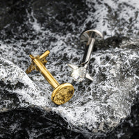 Piercing Labret Titânio Zircônia Cravejada