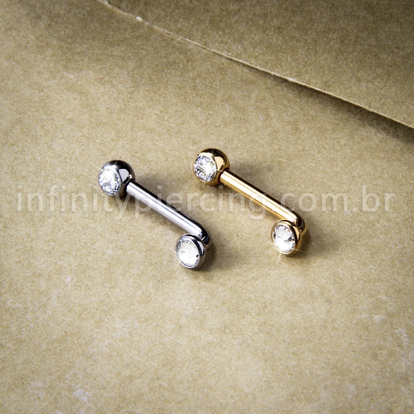 Piercing Lbar Titânio Zircônia Cravada