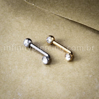 Piercing Lbar Titânio Zircônia Cravada