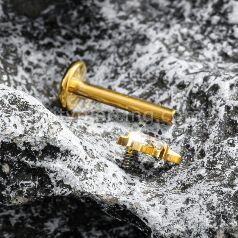 Piercing Labret Titânio Zircônia Cravejada