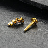 Piercing Labret Titânio Folhas Zircônia