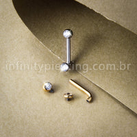 Piercing Lbar Titânio Zircônia Cravada