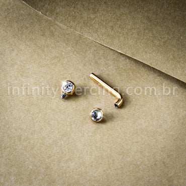 Piercing Lbar Titânio Zircônia Cravada