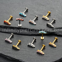 Piercing Labret Titânio Folhas Zircônia