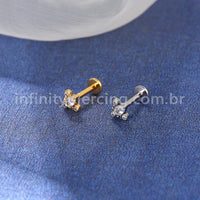 Piercing Labret Aço Cirúrgico Indiano  Zircônia Cravada