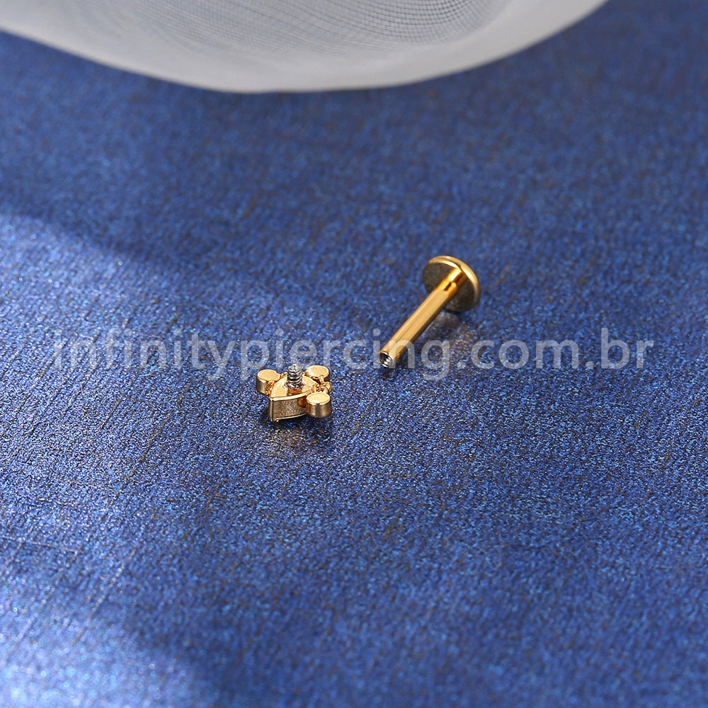 Piercing Labret Aço Cirúrgico Indiano  Zircônia Cravada