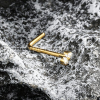 Piercing Nostril Formato L Titânio Trinity Zircônia Cravejada