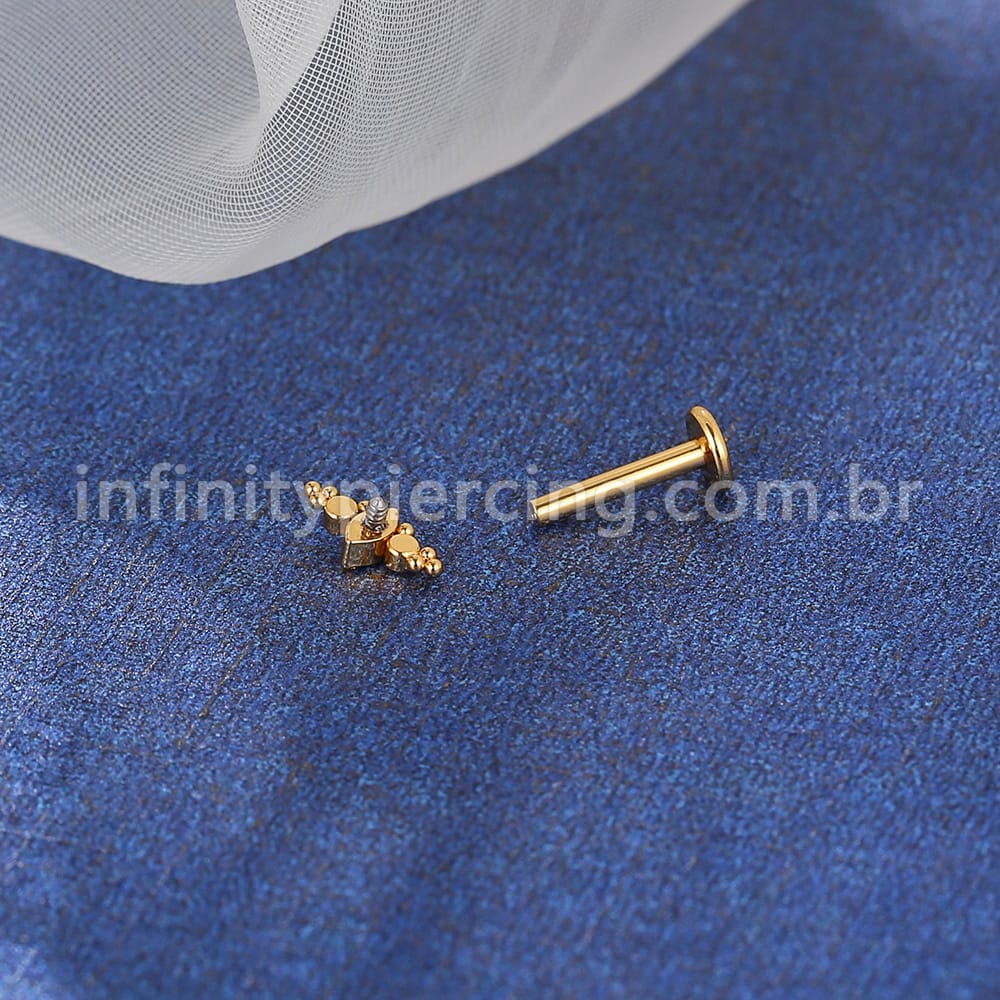Piercing Labret Aço Cirúrgico Indiano Zircônia Cravada