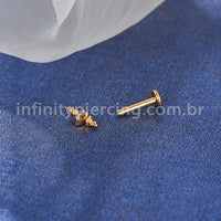 Piercing Labret Aço Cirúrgico Indiano Zircônia Cravada
