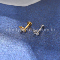 Piercing Labret Aço Cirúrgico Indiano  Zircônia Cravada
