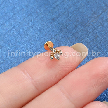 Piercing Labret Aço Cirúrgico Indiano  Zircônia Cravada