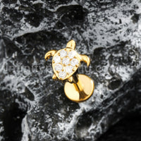 Piercing Labret Titânio Tartaruga Zircônia Cravejada