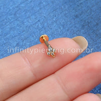 Piercing Labret Aço Cirúrgico Indiano  Zircônia Cravada