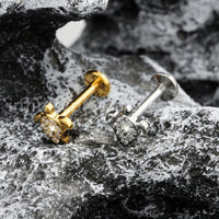 Piercing Labret Titânio Tartaruga Zircônia Cravejada
