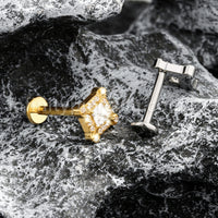 Piercing Labret Titânio Zircônia Cravejada  Detalhada
