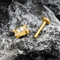 Piercing Labret Titânio Zircônia Cravejada  Detalhada