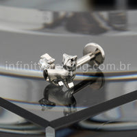 Piercing Labret Titânio Gato