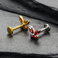 Piercing Labret Titânio Borboleta Zircônia Cravejada