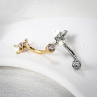 Piercing Banana Titânio Flor Zircônia Cravejada