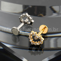 Piercing Labret Titânio Coração Zircõnia Cravejada