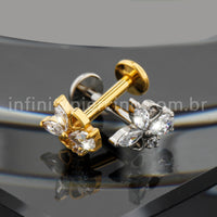 Piercing Labret Titânio Zircônia Cravejada