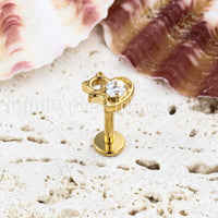 Piercing Labret Titânio Gato/Coração
