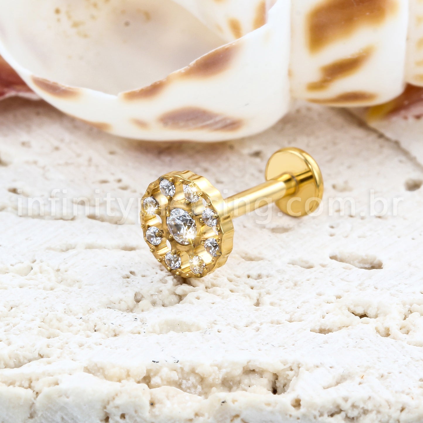 Piercing Labret Titânio Flor