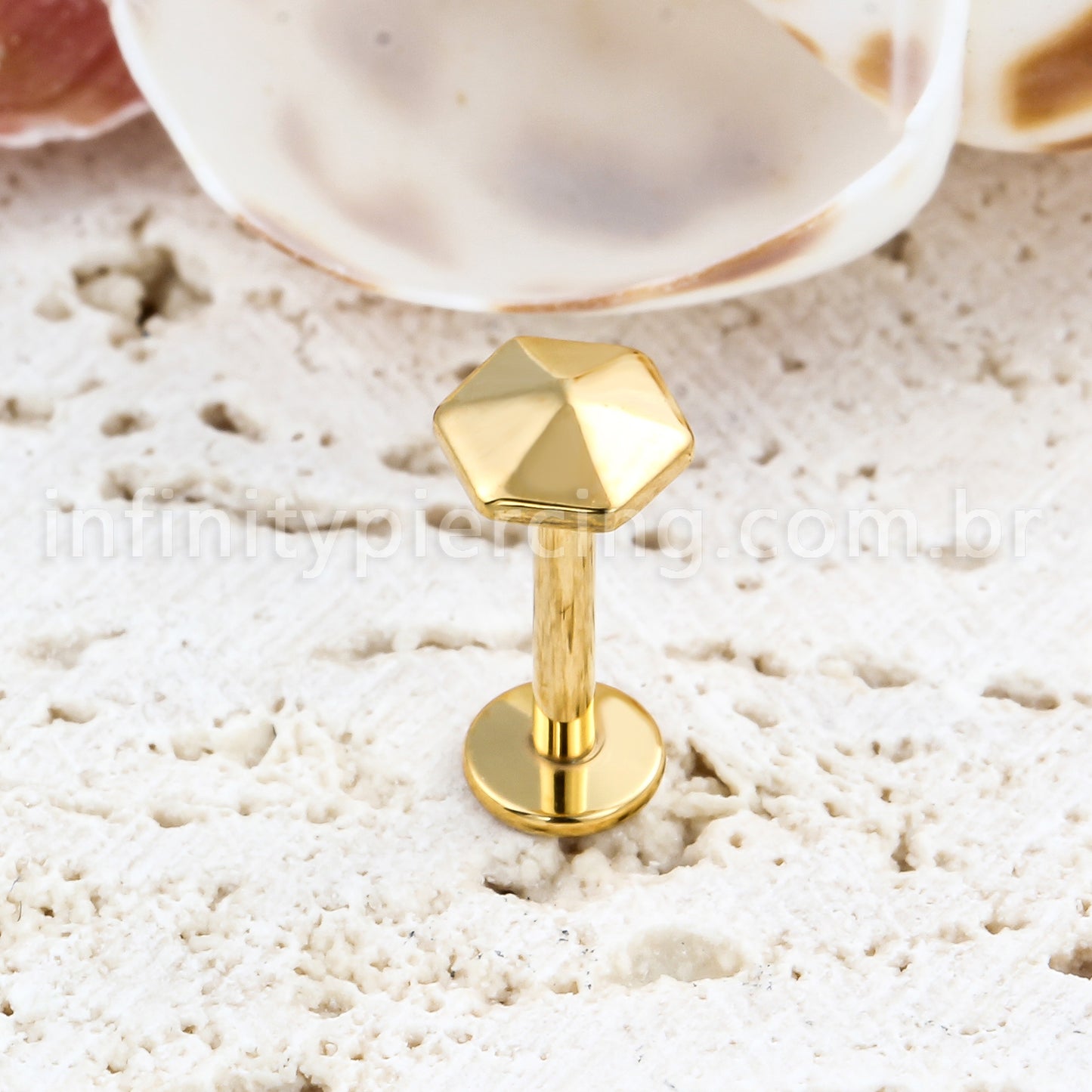 Piercing Labret Titânio Hexagonal