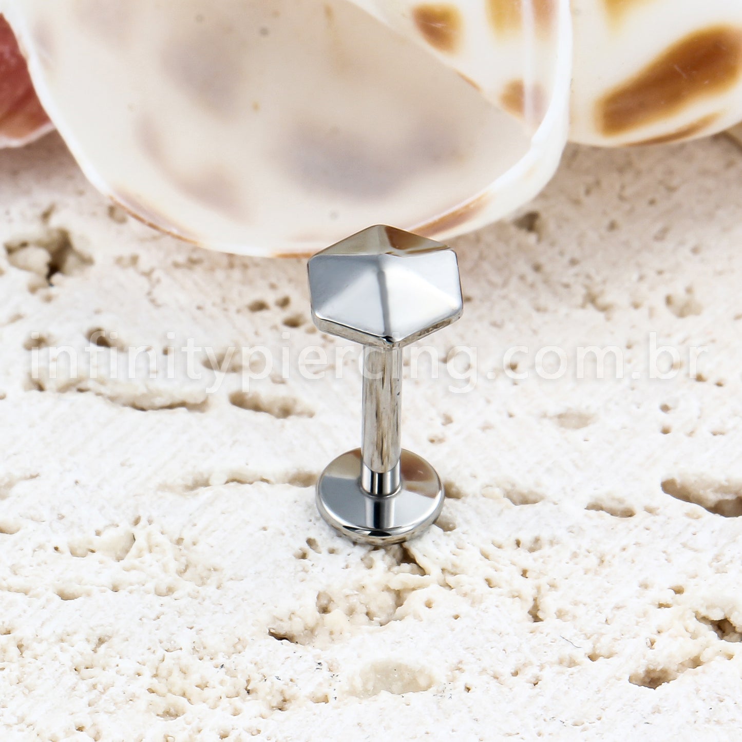 Piercing Labret Titânio Hexagonal