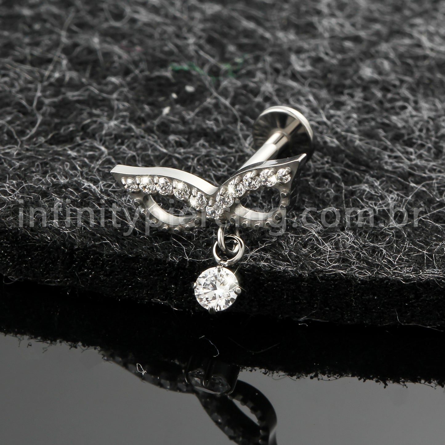 Piercing Labret Titânio Mascara Com Zircônia Cravejada