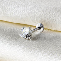 Piercing Labret Titânio Meia Flor Com Zircônia Cravejada