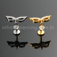 Piercing Labret Titânio Mascara Com Zircônia Cravejada