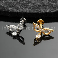 Piercing Labret Titânio Mascara Com Zircônia Cravejada