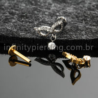 Piercing Labret Titânio Mascara Com Zircônia Cravejada
