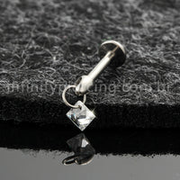 Piercing Labret Titânio Com Pingente Quadrado
