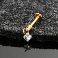 Piercing Labret Titânio Com Pingente Quadrado