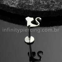 Piercing Labret Titânio Gato